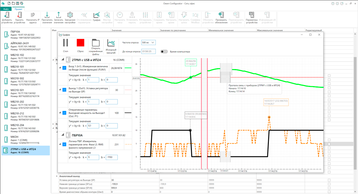 kartinka-3 Пример работы Графиков в Owen Configurator
